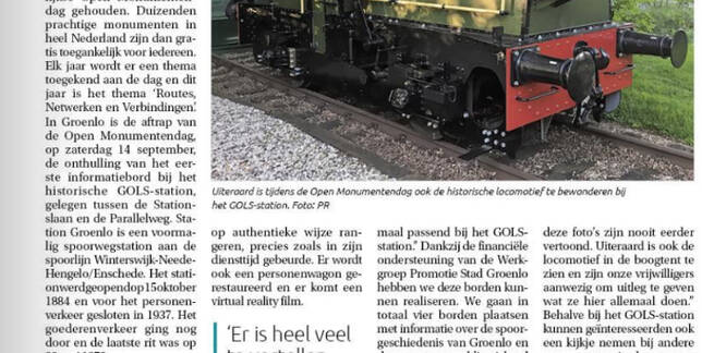 Artikel Achterhoek Nieuws - Onthulling eerste infobord bij GOLS-station